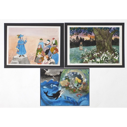 3077 - John Sewell - Group of original watercolour illustrations, the largest approximately 45cm x 22cm (PR... 