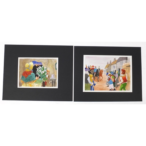 3077 - John Sewell - Group of original watercolour illustrations, the largest approximately 45cm x 22cm (PR... 