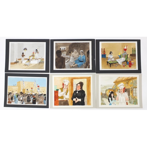 3074 - John Sewell - Collection of original watercolour illustrations, the largest approximately 46cm x 35c... 