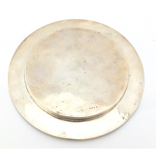 3606 - Circular silver shallow dish by John Grinsell & Sons, Birmingham 1908, 14.5cm in diameter, 123.5g