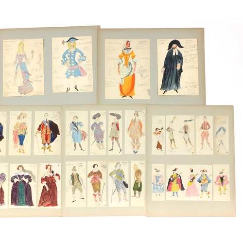 3086 - Margot Hamilton Hill - Collection of watercolour costume designs on mounted boards, the largest 63cm... 