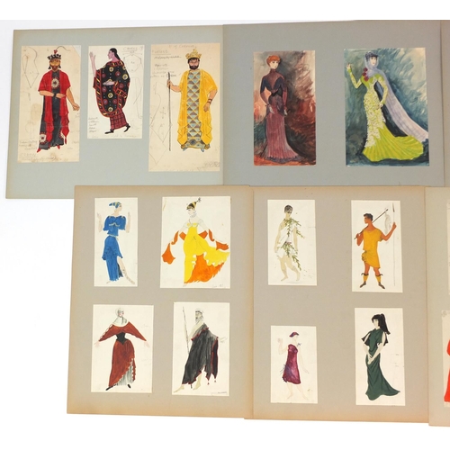 3086 - Margot Hamilton Hill - Collection of watercolour costume designs on mounted boards, the largest 63cm... 