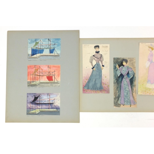 3086 - Margot Hamilton Hill - Collection of watercolour costume designs on mounted boards, the largest 63cm... 