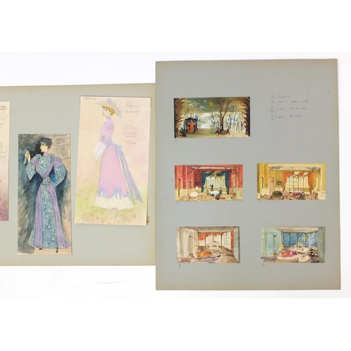 3086 - Margot Hamilton Hill - Collection of watercolour costume designs on mounted boards, the largest 63cm... 