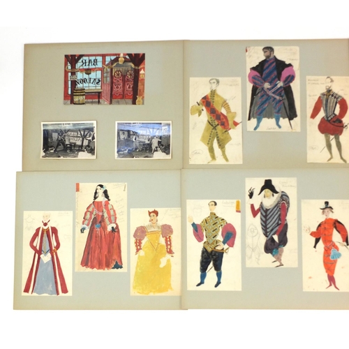 3086 - Margot Hamilton Hill - Collection of watercolour costume designs on mounted boards, the largest 63cm... 