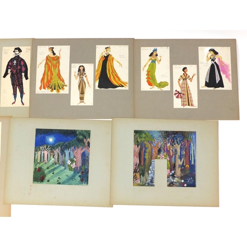 3086 - Margot Hamilton Hill - Collection of watercolour costume designs on mounted boards, the largest 63cm... 