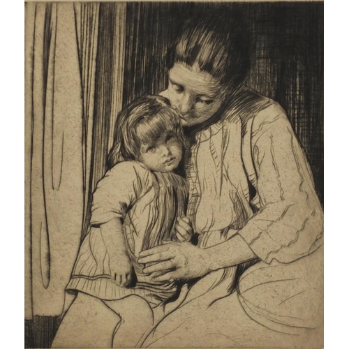 3809 - William Le Hankey - Mother and child, two pencil signed dry point etchings with embossed stamps, eac... 