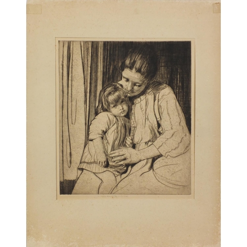 3809 - William Le Hankey - Mother and child, two pencil signed dry point etchings with embossed stamps, eac... 