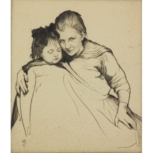 3809 - William Le Hankey - Mother and child, two pencil signed dry point etchings with embossed stamps, eac... 