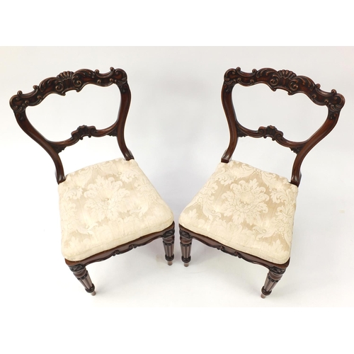 4259 - Pair of Waring & Gillow rosewood chairs with fluted legs and cane seats, 87cm high