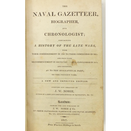 3506 - The Naval Gazetteer Giographer and Chronologist, 19th century leather bound hardback book, published... 