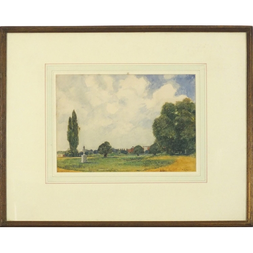 3851 - P A Hay 1925 - Hampton Court London watercolour, mounted, framed and glazed, 34.5cm x 24.5cm