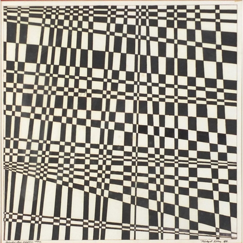 3850 - Manner of Bridget Riley - Abstract composition, study for Italian tile, ink on paper, mounted, frame... 