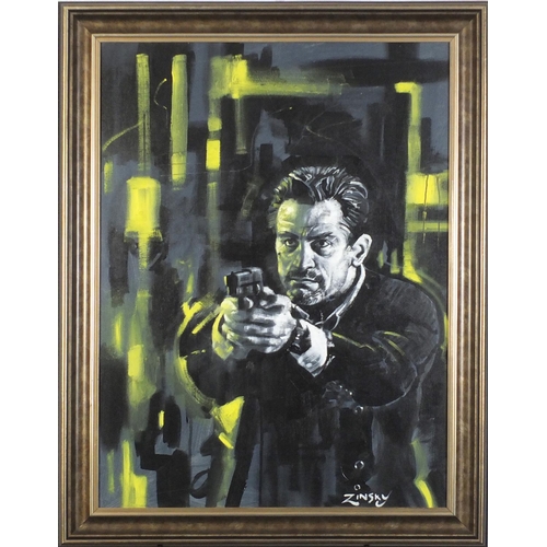 3265 - Zinsky - Robert de Niro, Modern British oil on canvas, framed, 78.5cm x 58.5cm