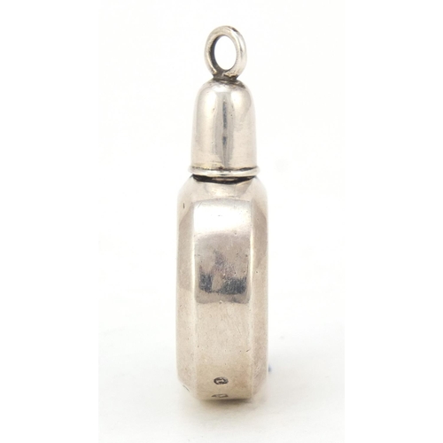 3327 - George III circular silver scent bottle pendant, hallmarked Birmingham 1805, 4.5cm high, 7.9g