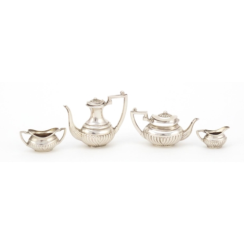 3605 - Edward VII silver doll's house four piece tea/coffee service on tray by Adie & Lovekin Ltd Birmingha... 