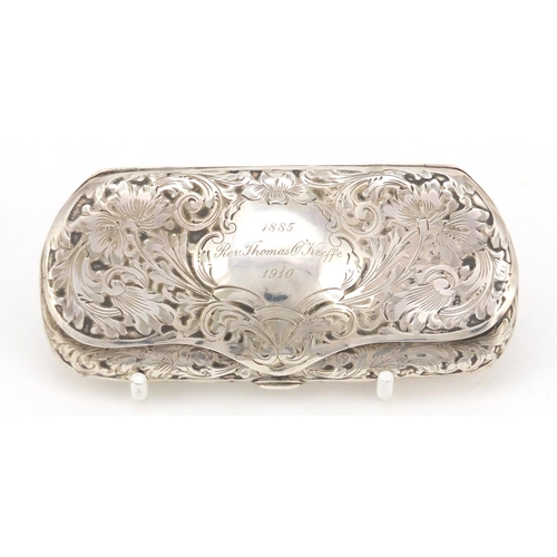 3493 - Antique sterling silver spectacle case, engraved Rev Thomas O'Keefe, 1885-1910, made for Tiffany & C... 