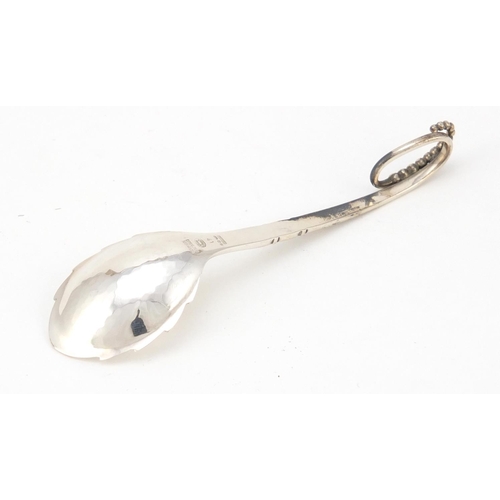 3494 - Danish silver preserve spoon, by Georg Jensen, numbered 41, 12cm in length, 24.2g