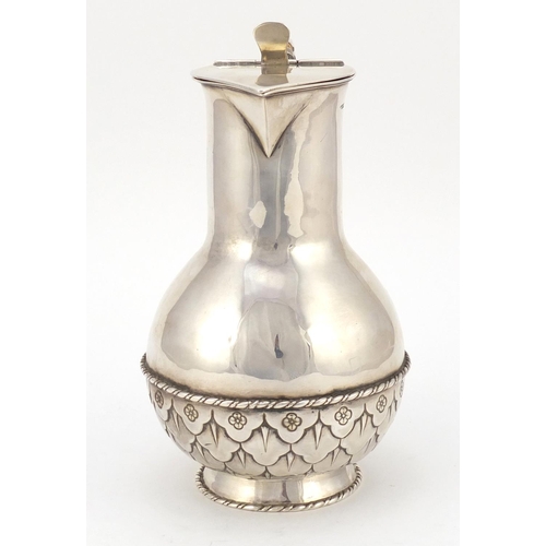 3094 - Gothic revival silver jug by John Hardman, in the style of Augustus Pugin, Birmingham 1864, 18cm hig... 