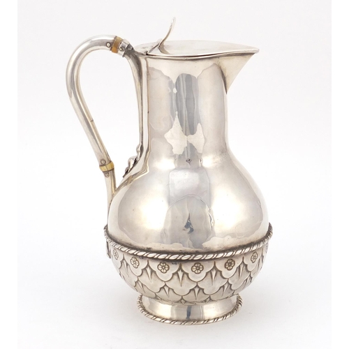 3094 - Gothic revival silver jug by John Hardman, in the style of Augustus Pugin, Birmingham 1864, 18cm hig... 