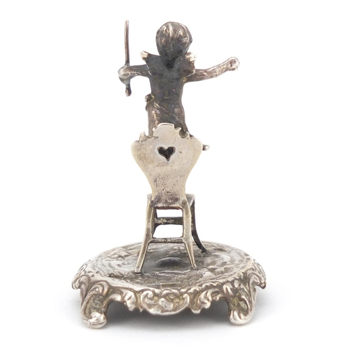 3458 - Edward VII silver model of a cherub standing on a chair, by Singleton Benda & Co Ltd, London 1902, 5... 