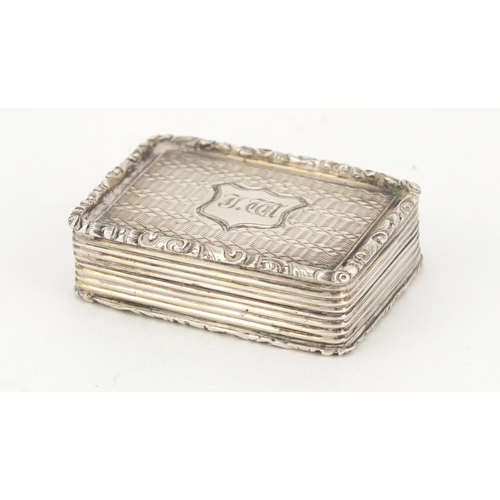 3824 - George IV silver vinaigrette with gilt interior, by Francis Clark, Birmingham 1826, 3.5cm wide, 16.2... 