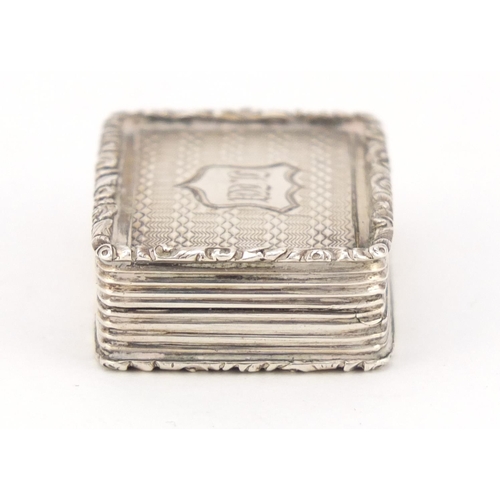 3824 - George IV silver vinaigrette with gilt interior, by Francis Clark, Birmingham 1826, 3.5cm wide, 16.2... 