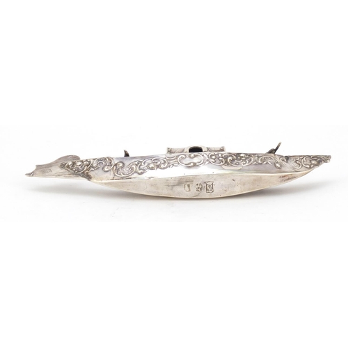 3603 - Victorian silver model of a Venetian gondola, FB London import marks 1893, 15.5cm in length, 43.8g