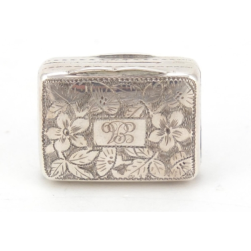 3429 - Georgian silver vinaigrette with gilt interior, by Thomas Shaw, indistinct Birmingham hallmarks, 2.6... 