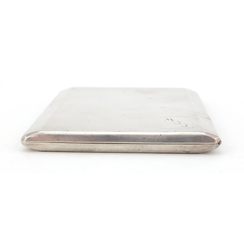 3823 - George VI silver cigarette case with engine turned decoration, by John Henry Wynn Ltd, Birmingham 19... 