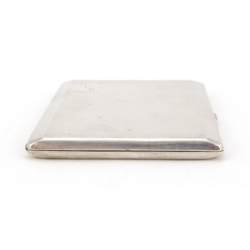 3823 - George VI silver cigarette case with engine turned decoration, by John Henry Wynn Ltd, Birmingham 19... 