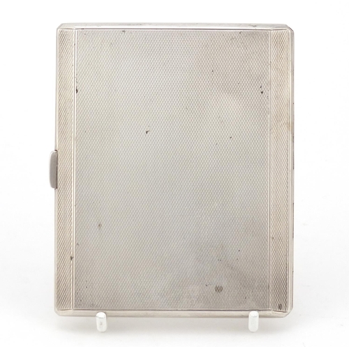 3823 - George VI silver cigarette case with engine turned decoration, by John Henry Wynn Ltd, Birmingham 19... 