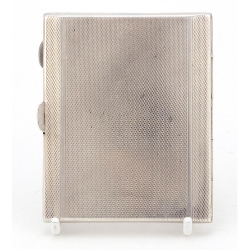 4018 - George V rectangular silver cigarette case with engine turned decoration, by Mayes Mills & Co, Birmi... 