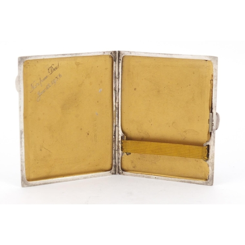 4018 - George V rectangular silver cigarette case with engine turned decoration, by Mayes Mills & Co, Birmi... 