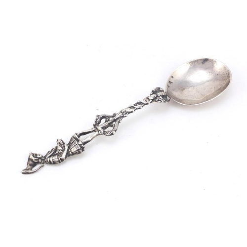 4020 - Victorian silver spoon with Roman figural handle, by Joseph & Co, London import marks 1892, 20cm in ... 