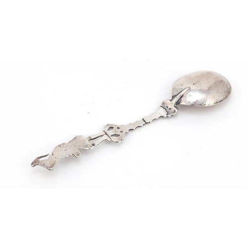 4020 - Victorian silver spoon with Roman figural handle, by Joseph & Co, London import marks 1892, 20cm in ... 