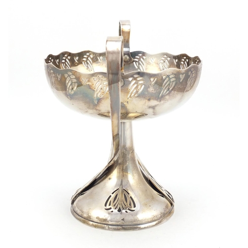 3651 - German WMF Art Nouveau silver plated comport with twin handles and pierced border, 23.5cm high