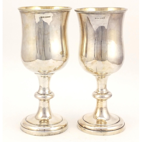 3517 - Pair of Victorian silver plated communion wine chalices with gilt interiors by Henry Wilkinson & Co,... 