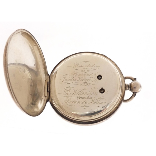 3865 - Victorian gentlemen's silver open face pocket watch by James Henry, numbered 18945 to the movement, ... 