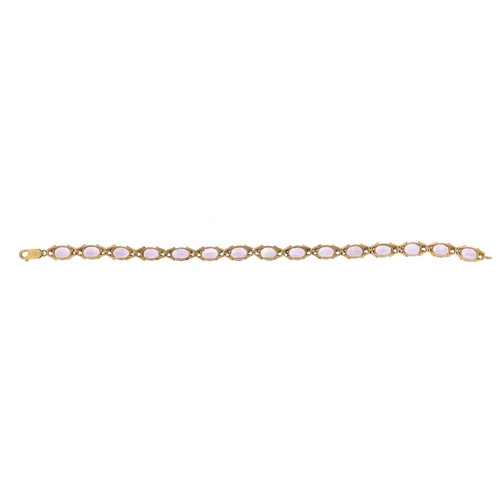 3545 - 9ct gold amethyst bracelet, 18cm in length, 13.7g