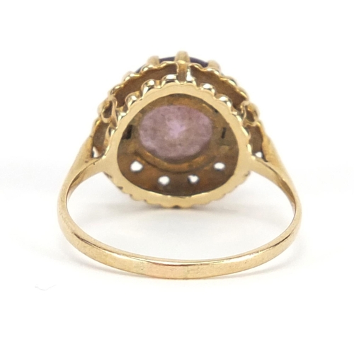 3864 - 9ct gold amethyst ring, size Q, 3.5g