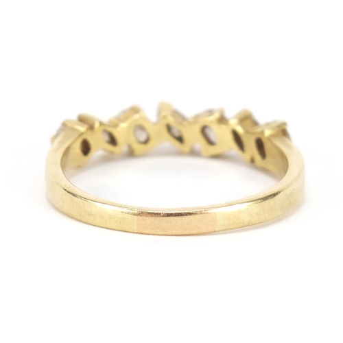 3667 - 18ct gold diamond half eternity ring, size S, hallmarked London 1990, 3.7g