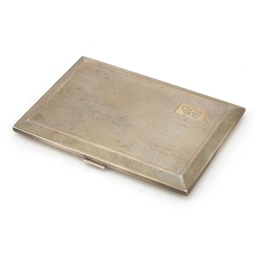 3765 - George VI rectangular silver cigarette case with engine turned decoration, by William Neale & Son Lt... 