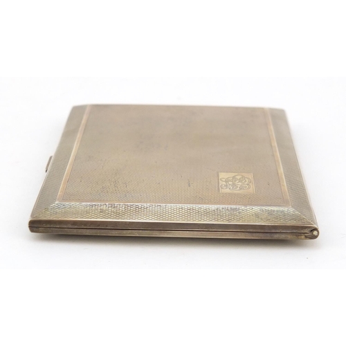 3765 - George VI rectangular silver cigarette case with engine turned decoration, by William Neale & Son Lt... 