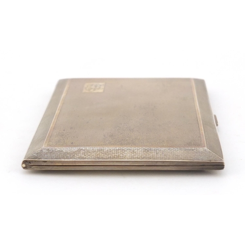 3765 - George VI rectangular silver cigarette case with engine turned decoration, by William Neale & Son Lt... 