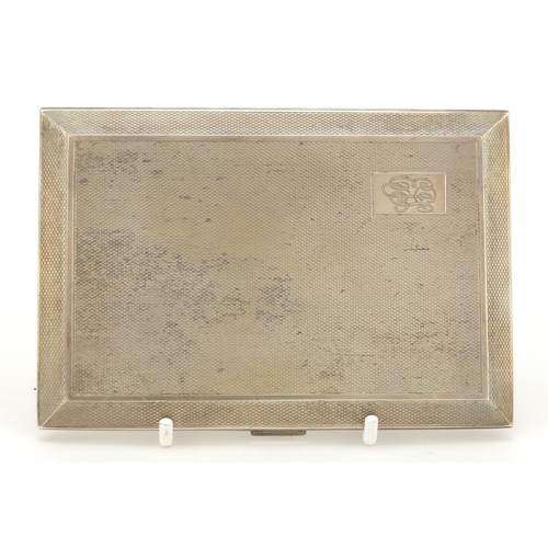 3765 - George VI rectangular silver cigarette case with engine turned decoration, by William Neale & Son Lt... 