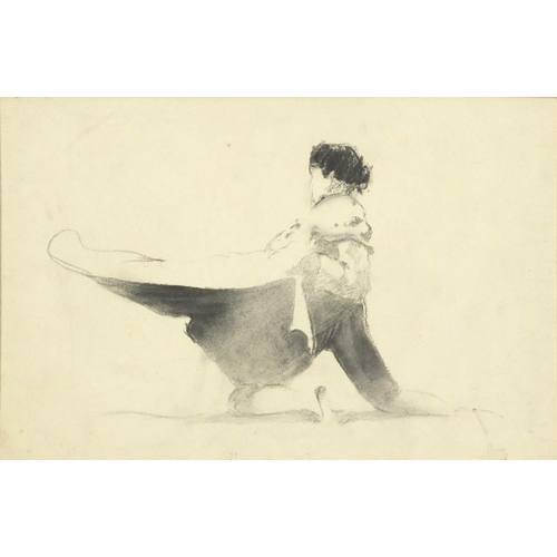 3171 - Attributed to Sir Gerald Festus Kelly - Man wearing a cape, chalk on paper, inscribed Sir Gerald Kel... 