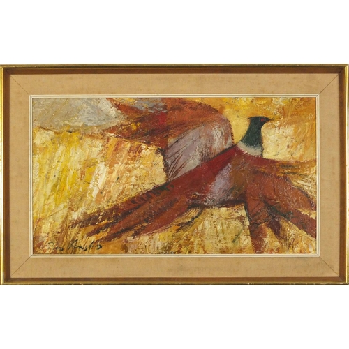 3235 - Study of a bird, oil on board, bearing an indistinct signature, inscriptions and labels verso, mount... 