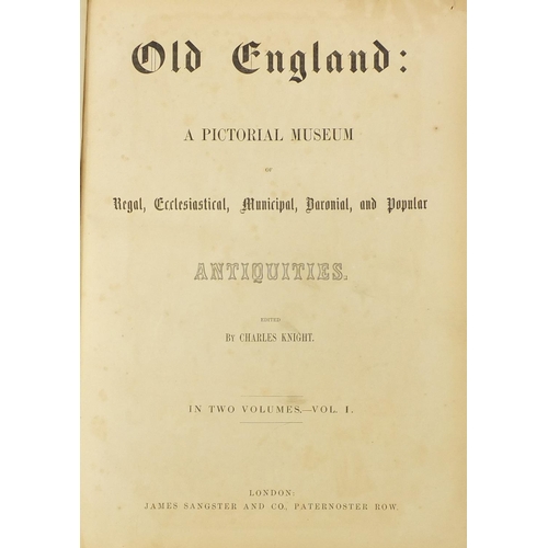 3875 - Old England, 19th century leather bound hardback book with plates, published by James Sangster & Co ... 