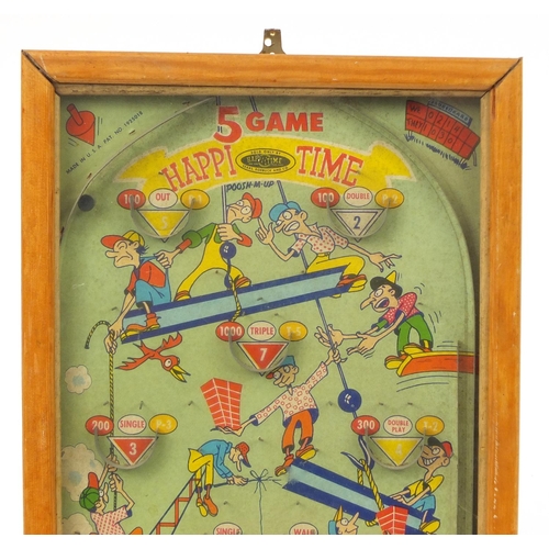 3750 - Vintage Happi Time pinball bagatelle board, 44.5cm x 29cm